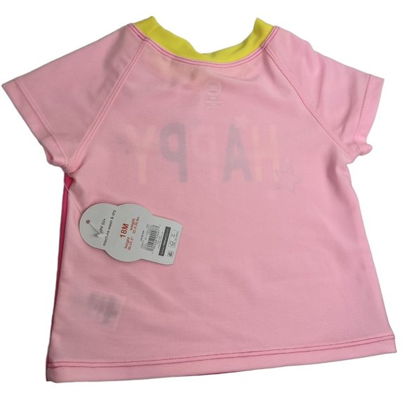 Wonder Nation Girls Baby Size 18 Months Rash Guard Swim Shirt Pink Neon Happy - Picture 11 of 12